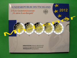 5 x 2 Euro DEUTSCHLAND - 2012 PP    10 Jahre Euro
