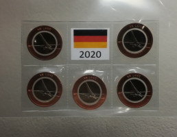 5 x 10 Euro Deutschland 2020 An Land  A,D,F,G,J im Blister