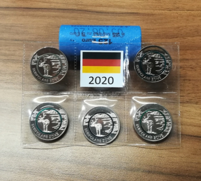 5 x 5 Euro Deutschland 2020 Subpolare Zone A,D,F,G,J im Blister