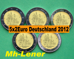 5 x 2 Euro DEUTSCHLAND -Bayern- 2012 A-J