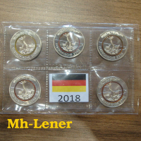 5 x 5 Euro Deutschland 2018 Subtropische Zone A,D,F,G,J im Blister