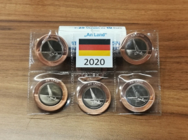 5 x 10 Euro Deutschland 2020 An Land  A,D,F,G,J im Blister