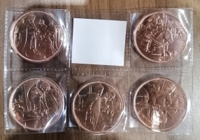 5 x 10 Euro Kupfer Österreich Rittermünzen