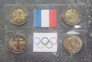 4 x 2 Euro FRANKREICH - Olympia SET 2021-2024 im Blister