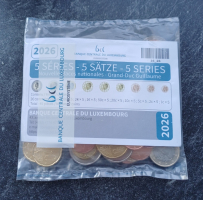 5 x KMS 1Cent-2Euro +2Euro Guillaume - LUXEMBURG 2026 im Beutel