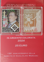 Preview: 25 Euro VATIKAN Silber mit Colorierung 2024 PP im Etui - Marconi