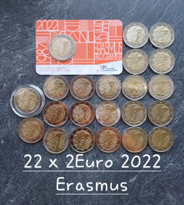 22 x 2Euro 2022 - Erasmus SET - ohne Malta