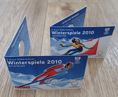 2 x 5 Euro ÖSTERREICH - 2010 Winterspiele im Mini-Blister