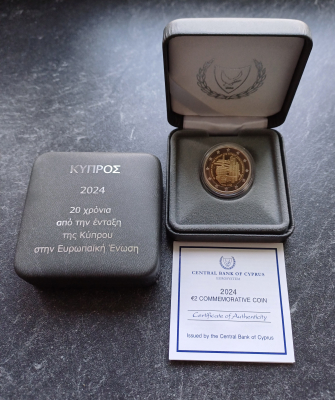 2 Euro ZYPERN - 2024 20 Jahre Beitritt zur EU - PP im Etui