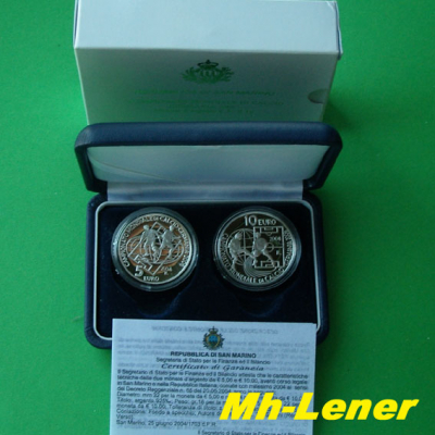 5 + 10 Euro Silber PP - SAN MARINO 2004