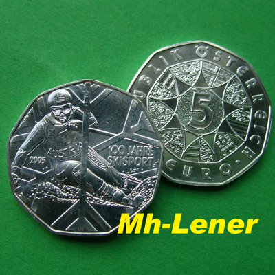 5 Euro ÖSTERREICH - 2005 100J. Skisport