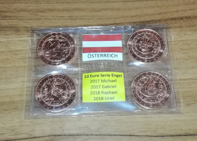 4 x 10 Euro Kupfer Österreich - Serie Engel