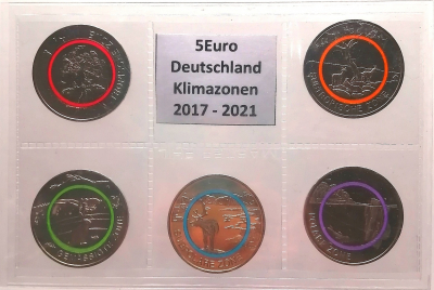 5 x 5 Euro Deutschland 2017 - 2021 Klimazonen der Erde