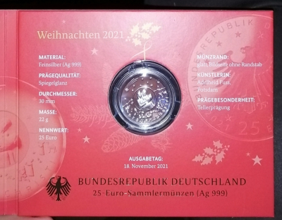 25 Euro Deutschland 2021 - Christi Geburt PP