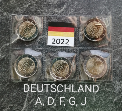 5 x 2Euro DEUTSCHLAND - 2022 im Blister