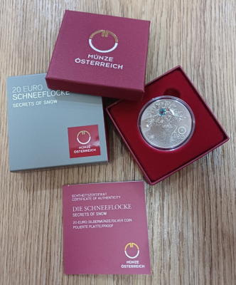 20 Euro Silber Österreich 2023 PP - Schneeflocke