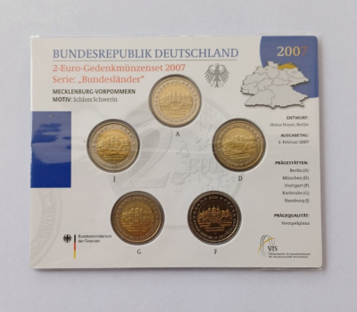 5x2Euro DEUTSCHLAND 2007 A-J - mit Fehlprägung G