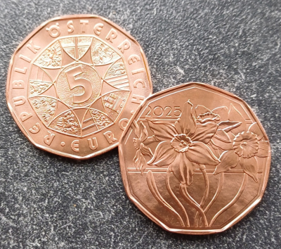 5 Euro Kupfer Österreich 2025 - Narzissen
