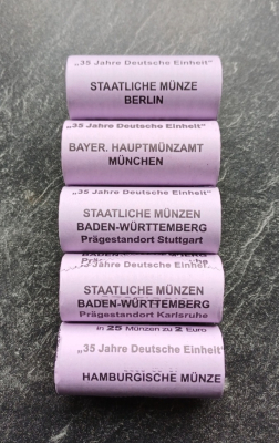 5 x 2Euro DEUTSCHLAND - 2025 "35 Jahre Deutsche Einheit" im Blister