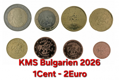 KMS 1Cent-2Euro - BULGARIEN 2026 im Kunststoff-Blister -- ab Jänner 2026