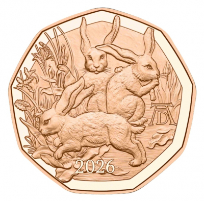 5 Euro Kupfer Österreich 2026 - Dürers Hasentrio