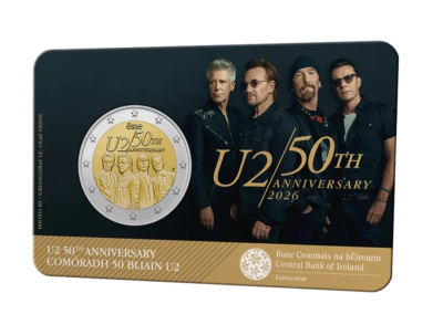 2 Euro IRLAND - 2026 Rockband U2 in Coincard
